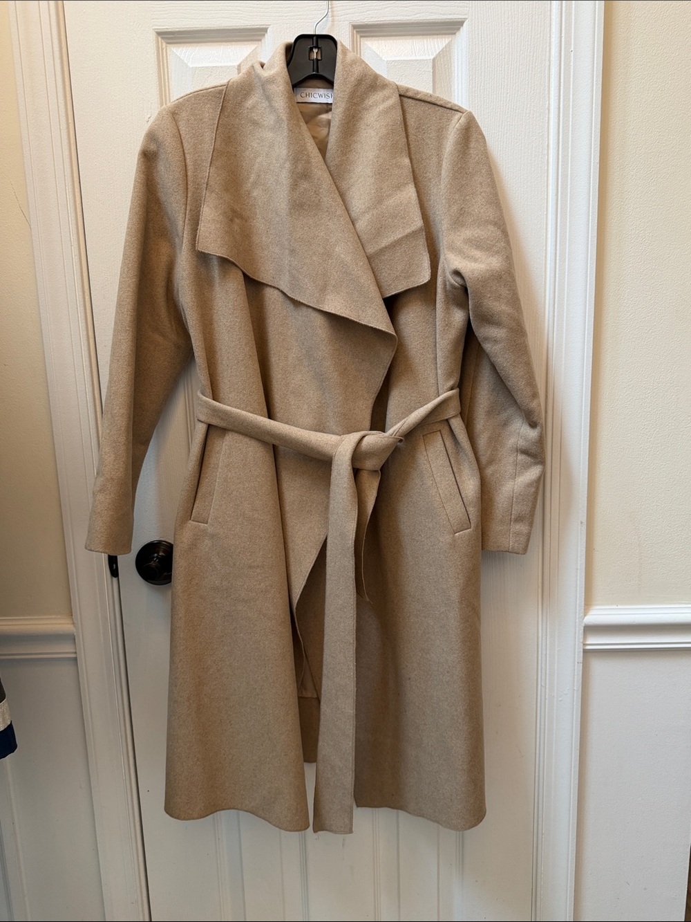 Chicwish Camel Wrap Belted Long Coat